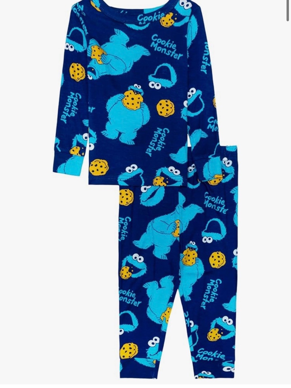 Sesame Street Cookie Monster Kids Pajama Set Size 24 Months NWT